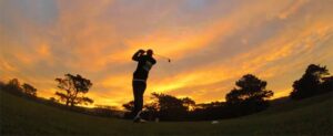 Golfer at Sunset