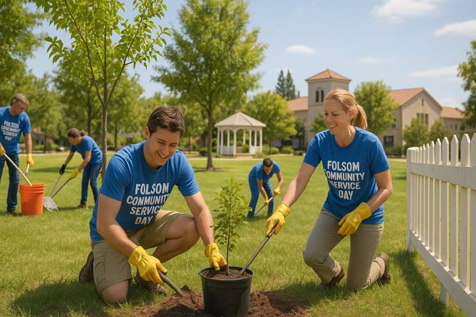 volunteers planting trees