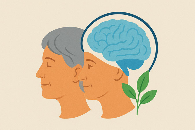 health aging with representative graphic of brain