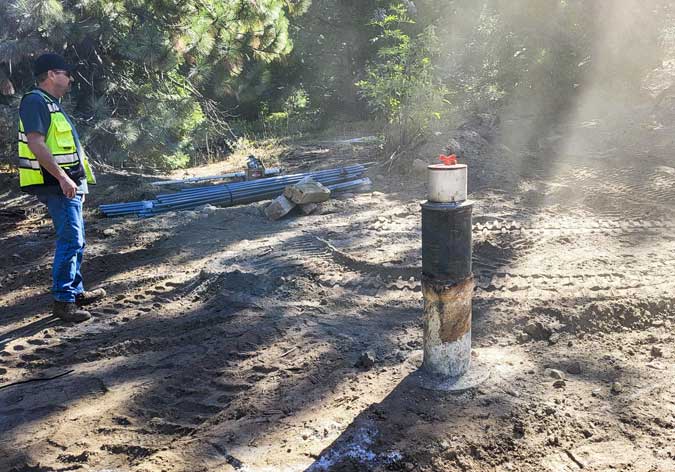 PCWA Greg Perry inspects new well drilling