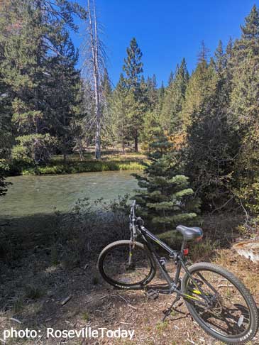 bike stop along river