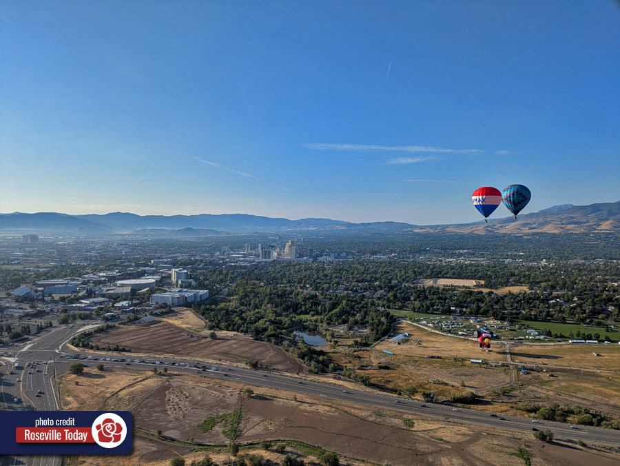 aerial view of Reno, NV from a hot air balloon