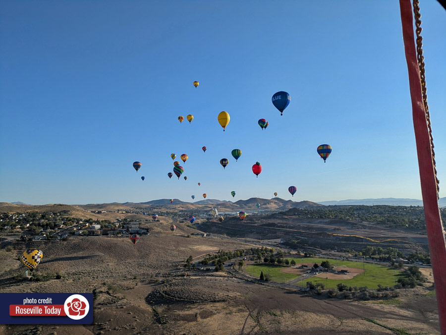 aerial view of hot air balloons over Reno